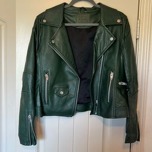 BlankNYC Faux Leather Dark Green moto-style jacket